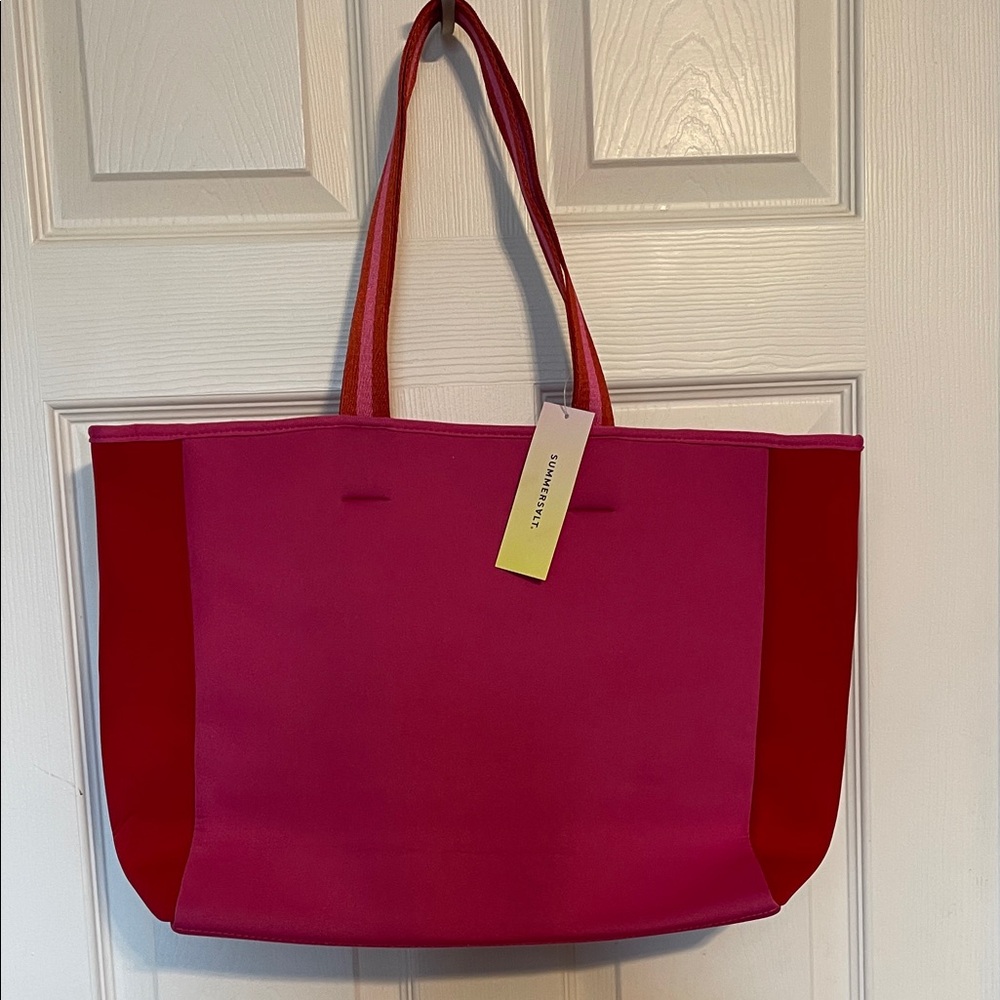 Summersalt Two-Tone Pink and Red Neoprene Beach Tote